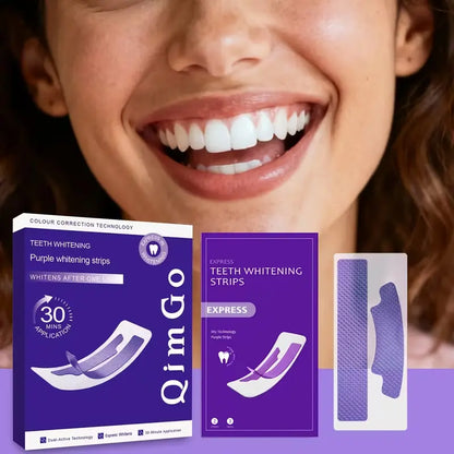 QimGo Purple Teeth Whitening Strips – Colour Correction Technology | 30 Min Results