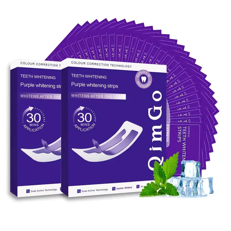 QimGo Purple Teeth Whitening Strips – Colour Correction Technology | 30 Min Results