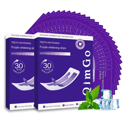 QimGo Purple Teeth Whitening Strips – Colour Correction Technology | 30 Min Results