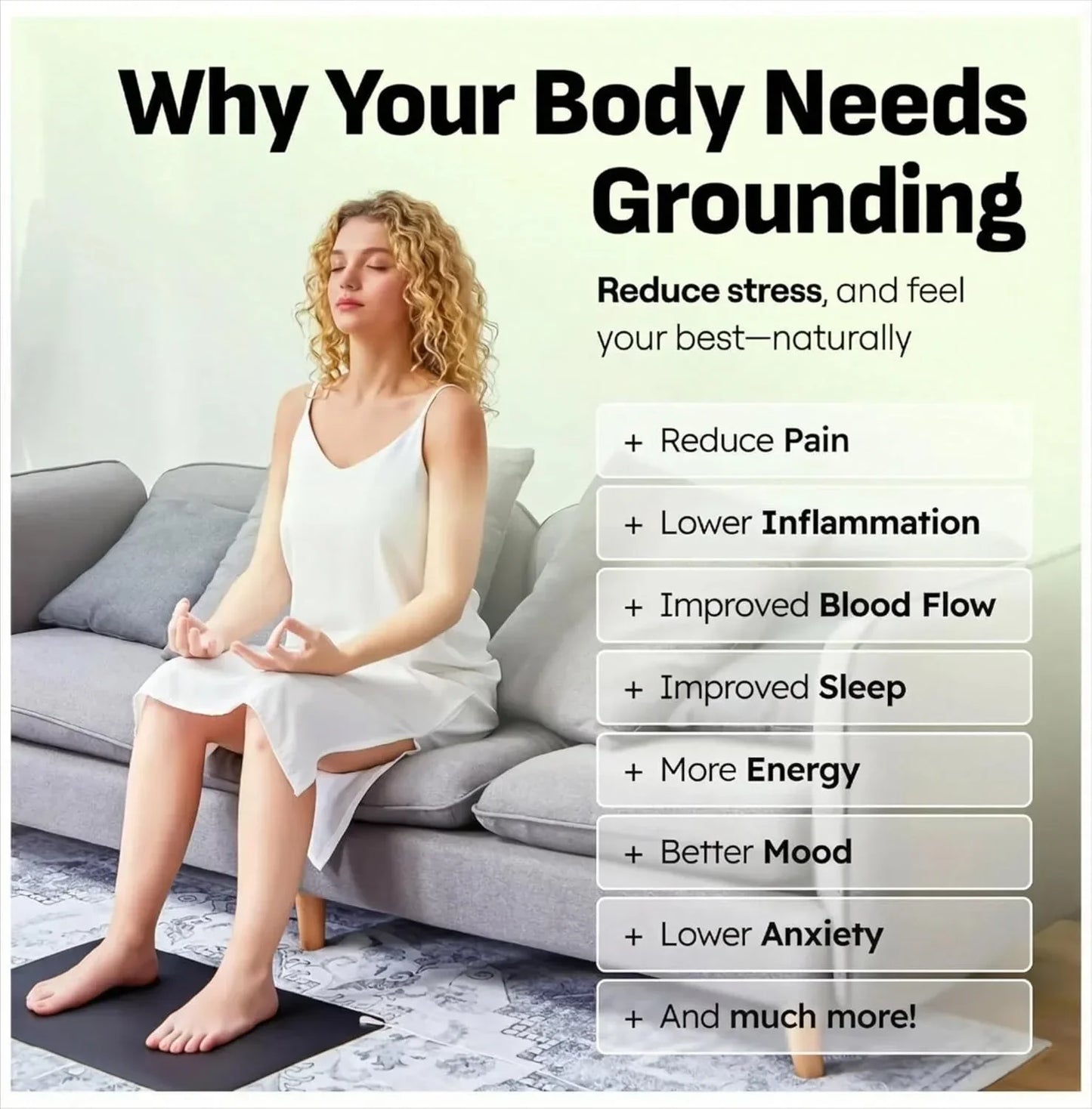 GroundingWell Grounding Mat – Large Indoor Earthing Mat for Barefoot Wellness