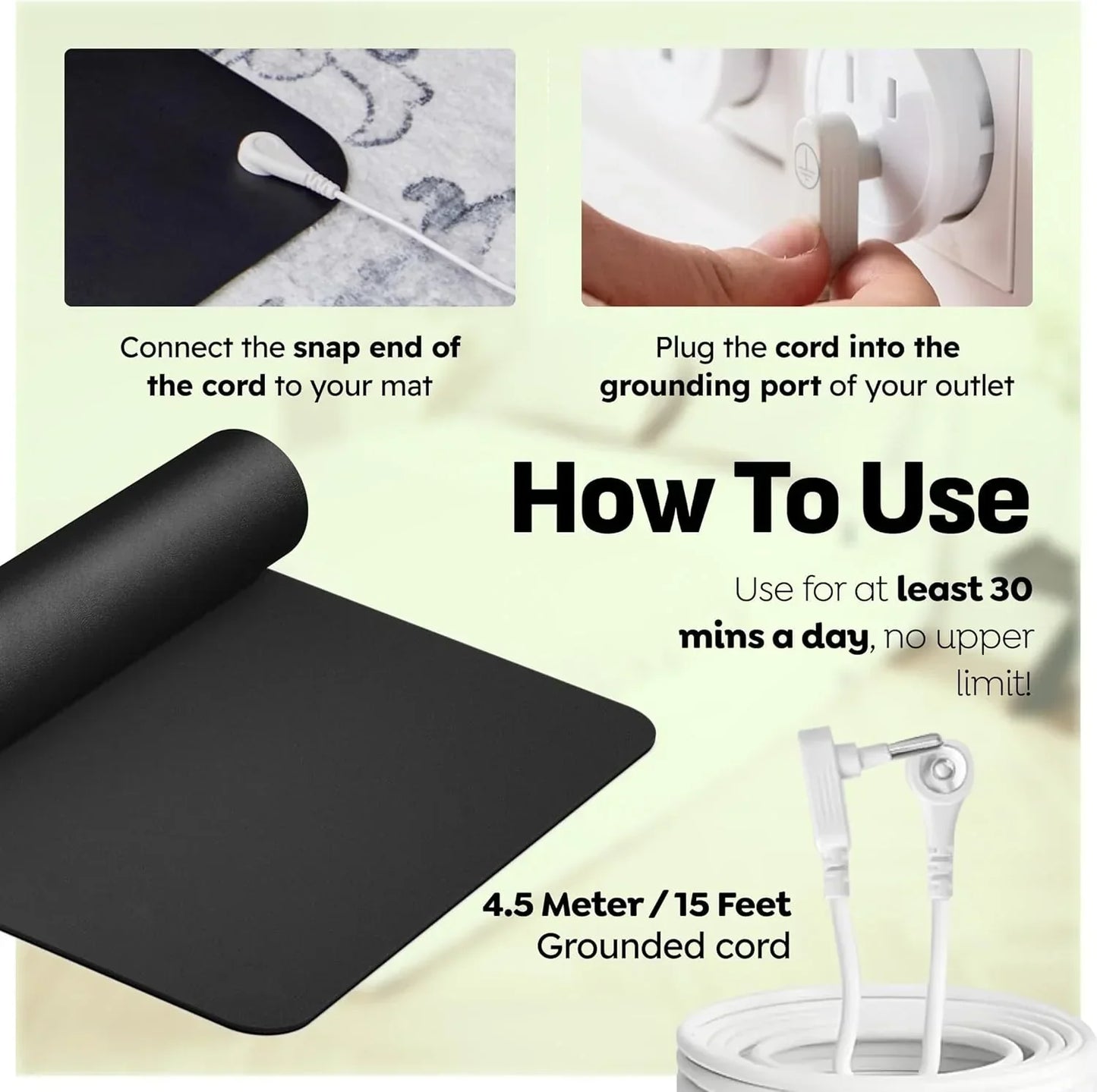 GroundingWell Grounding Mat – Large Indoor Earthing Mat for Barefoot Wellness